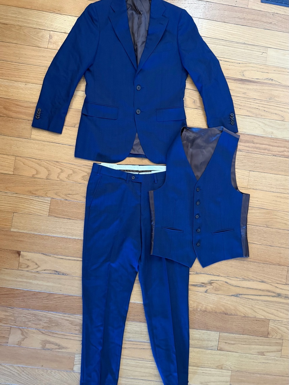Suitsupply Vitale Barberis Wool Super 110s Navy Blue 3 Piece Suit 46r